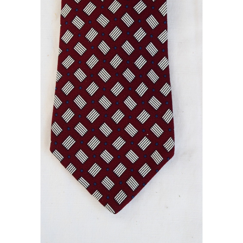 Liberty of London 100% Silk Tie Burgundy Red Diamond Silk Men's Necktie 56 x 4